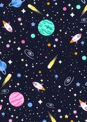 Rose &amp; Hubble 100% cotton poplin, "New Worlds", navy image