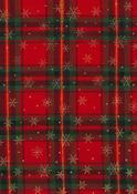 John Louden "Snowflake" plaid cotton, DES1 (red/green/gold)