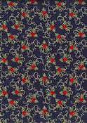 54? Christmas Rose &amp; Hubble 100% Cotton, "Holly  Scrolls" (navy) image