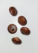 Leather-look shank football button (brown &amp; russet) - 15mm / Russet