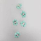 3D pastel flower shank buttons, 12mm - Mint