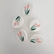 Tulip buttons, 18mm - White/Pink