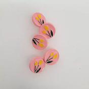 Tulip buttons, 18mm - Pink/Yellow