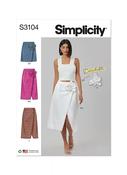 S3104 Misses' Wrap Skirts with Detachable 3D Flower - Y5 (18-20-22-24-26) image