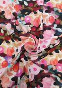 Digital Viscose Poplin Print, "Secret Garden" (pink/burgundy) image