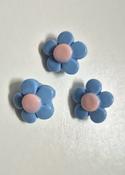 3D flower shank buttons, 15mm - light blue