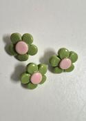 3D flower shank buttons, 15mm - green