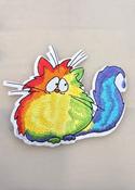 Groovy cat iron-on embroidered patch, 11 x 13cm image