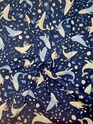 Rose &amp; Hubble 100% cotton poplin print,  "Willie Whale" image