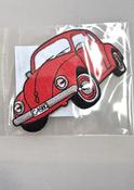 Red beetle car iron-on embroidered patch, 5 x 12cm approx. image