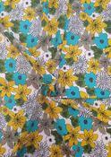 Rose &amp; Hubble 100% cotton poplin print, "Summer of 76" (teal, olive, ochre) image