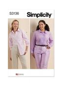 S3136 Misses' and Women's Button Up Shirt - W2 (20W-22W-24W-26W-28W)