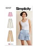 S3137 Misses' Pleated Shorts and Pants in Two Lengths - D5 (4-6-8-10-12)