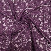 Luxury scallop-edge lace with sequin accents (damson)