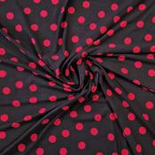 Stretch viscose polka dot jersey (black/crimson)