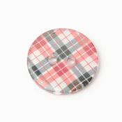 2-hole button with red/black tartan print, 20mm