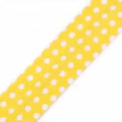 100% cotton decorative bias tape, 20mm - Yellow Polka