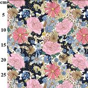 Rose &amp; Hubble cotton poplin print, “Lazy, Crazy summer flowers”, Navy image