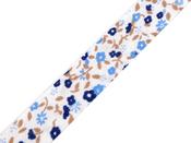 100% cotton decorative bias tape, 20mm - Blue Petals