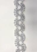 Organza Lace Trim / Braid with Sequins (45 cm_ - silver