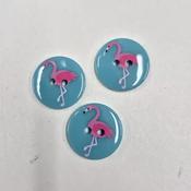 Pink/turquoise 2-hole flamingo button (19mm) image
