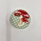 Woodland Toadstool embroidered button (32mm)