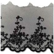 Soft embroidered tulle lace, 120mm - Black
