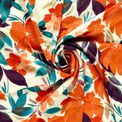 "Tropic Cocktail", floral print satin (Orange)