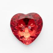 Crystal-look heart-shaped buttons (13mm) - red crystal