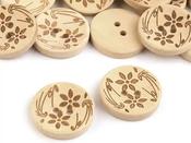 Natural wooden buttons with flower motif (20mm) image
