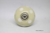 KOH00051 Pale Cream Knob with White Polka Dots