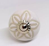KOH11 Shabby White Etched Flower Knob