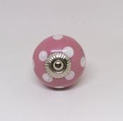 KOH4 Pink Knob/White Dots