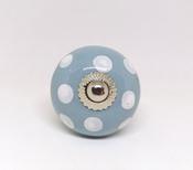 Blue Grey Round Knob with White Spots