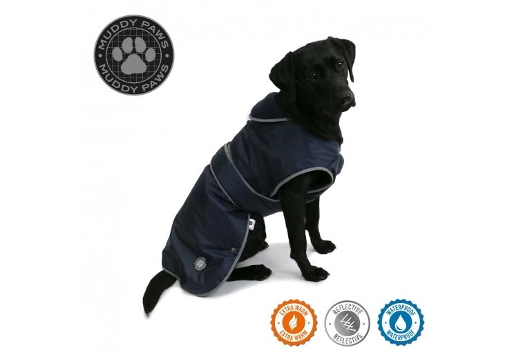 Ancol Stormguard Dog Coat Navy Waterproof Reflective Extra Warm Size S M L XL XS