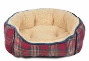 Woof &amp; Puur Tartan Plush Lounger Bed - Large/Extra Large image