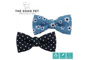 Ancol Blue Polka Dot / Blue Dairy Patterned Bow Tie (2 per pack)