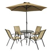 Florina Taupe 4 Seater Dining Set With Parasol image