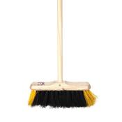Varian 11" Black &amp; Yellow Sweeping Brush Wood Handle image