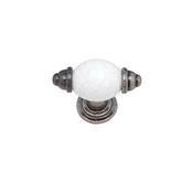 T Handle Pewter White Ceramic  