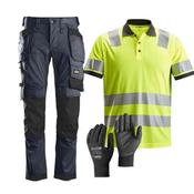 Snickers 6241 Or 6251 Trousers, 2730 Hi-Vis Polo &amp; Free Gloves image
