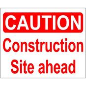 Safety Sign Construction Site Ahead 400 X 488mm