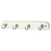 Harcourt White Coat Hook with 4 small chrome hooks