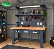 Heavy Duty Steel Workbench with Drawers &amp;amp; Solid Wood Top