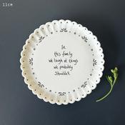 Scallop coaster-In this family we laugh