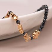 Midnight Bead Bracelet with Golden Stars and Metallic Beads image