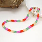 Vibrant Summer Bright Beaded Snake Necklace image