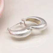 Silver Plated Chunky Hoop Earrings with Scratched Finish image