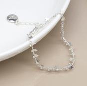Silver Plated Multi Star and Tiny Bead Chain Bracelet image