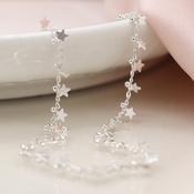 Silver Plated Multi Star and Tiny Bead Chain Necklace image